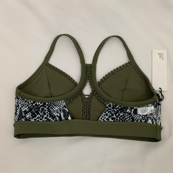 Track & Bliss Cloud Nine Sports Bra Army Green Reversible Racer Back Sz Large - Picture 7 of 9